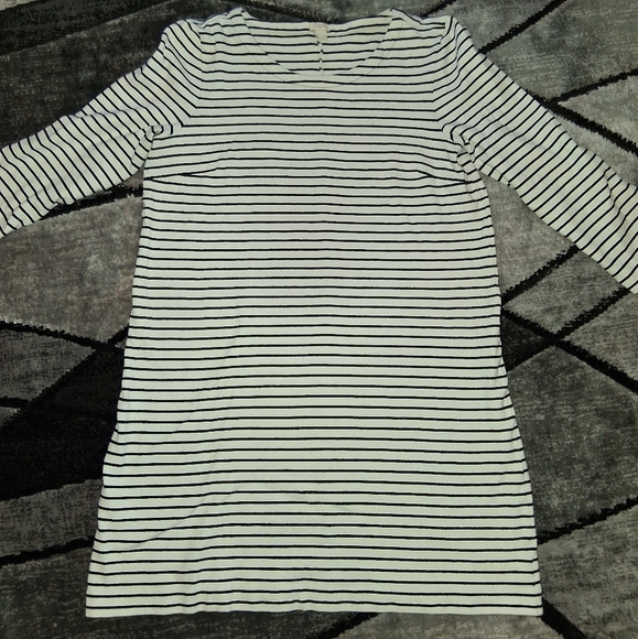 EUC J Crew Size Large Black & White Striped 3/4 Length Sleeve Dress!! - Picture 5 of 12
